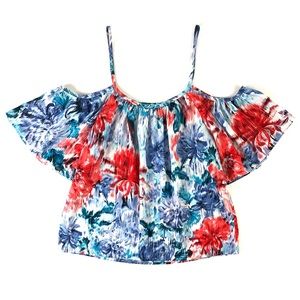 MOD Boutique Ikat Floral Print Off The Shoulder Top